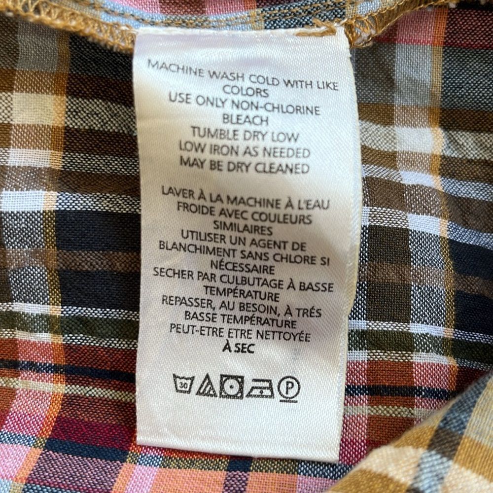 Anthropologie Pilcro Multicolor Plaid Tie Neck Blouse S - Picture 7 of 10